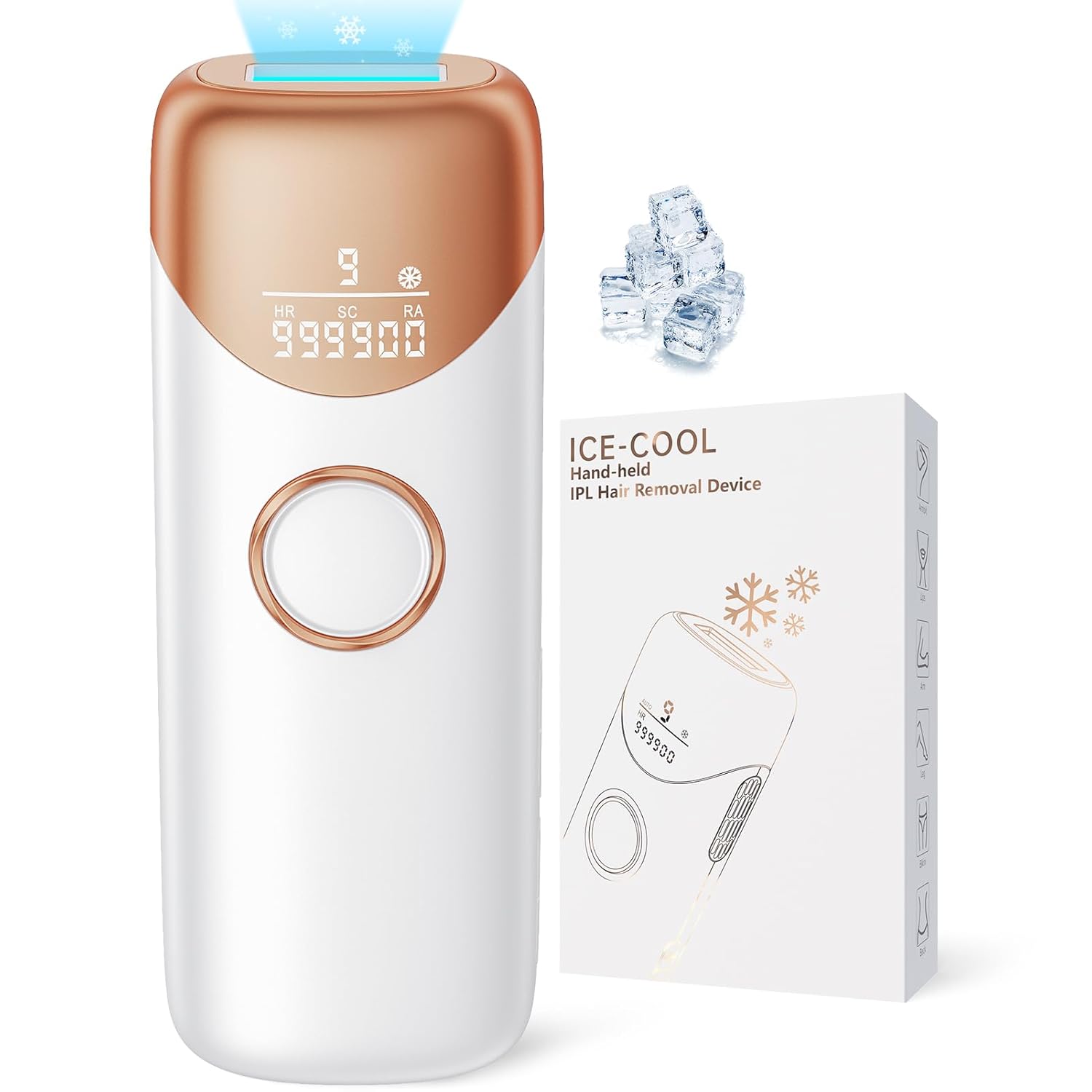 Ubroo IPL Hair Removal Device with 5°C Ice Cooling for Painless Hair Removal at Home